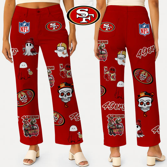 Premium NFL SF49 Halloween High Waisted Casual Wide Leg Pants V1 NMD NHM