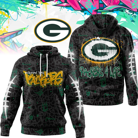 Premium NFL X GB  Special Graffiti My Team 4 Life Hoodie NDT TDT