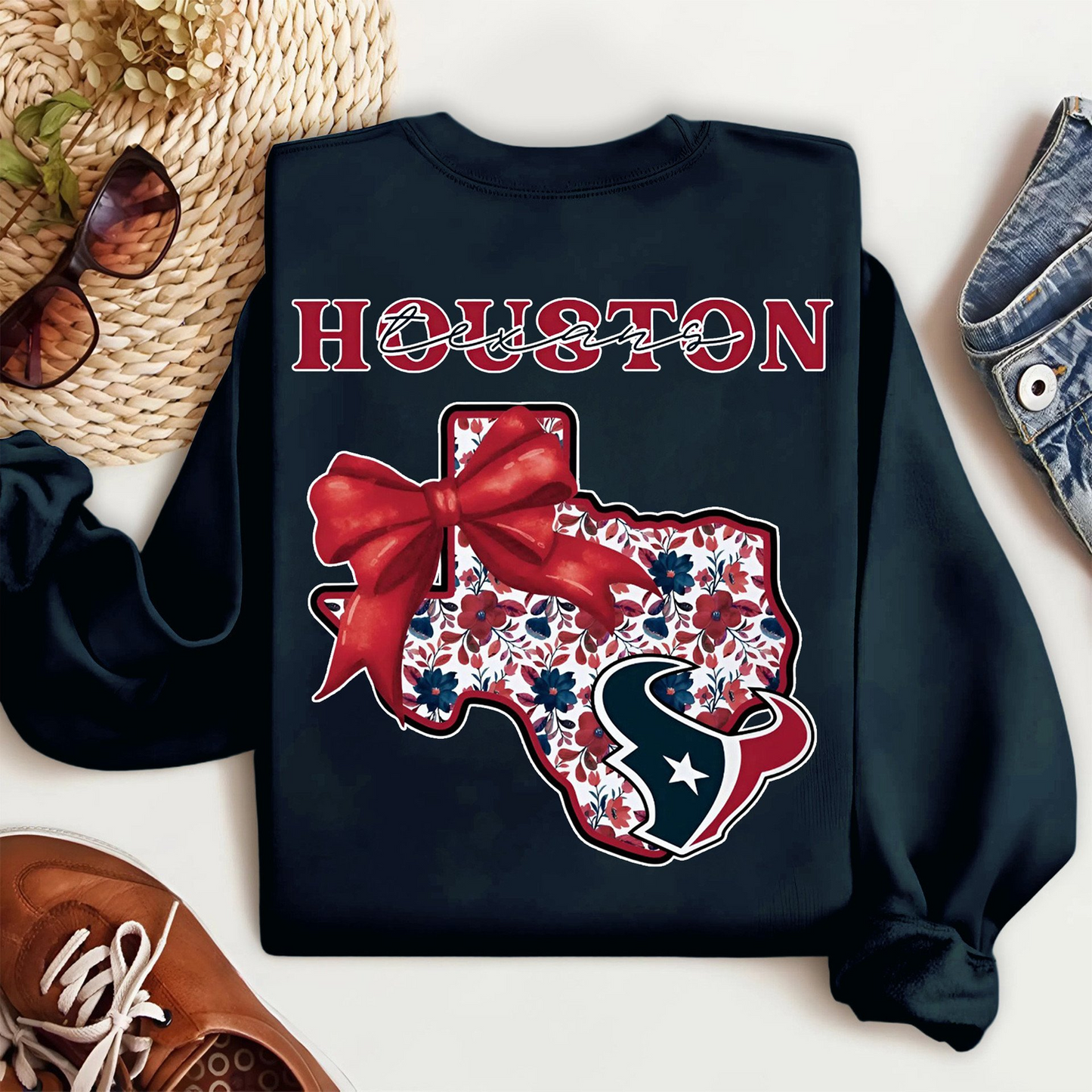 Premium NFL x HOU Cozy State Bow Sweatshirt TUANND TANTD
