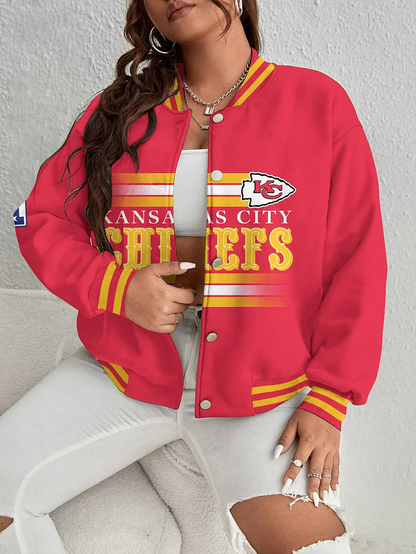 PREMIUM NFL X KCC Women's Long Pass Full- Snap Casual Jacket NDT TDT