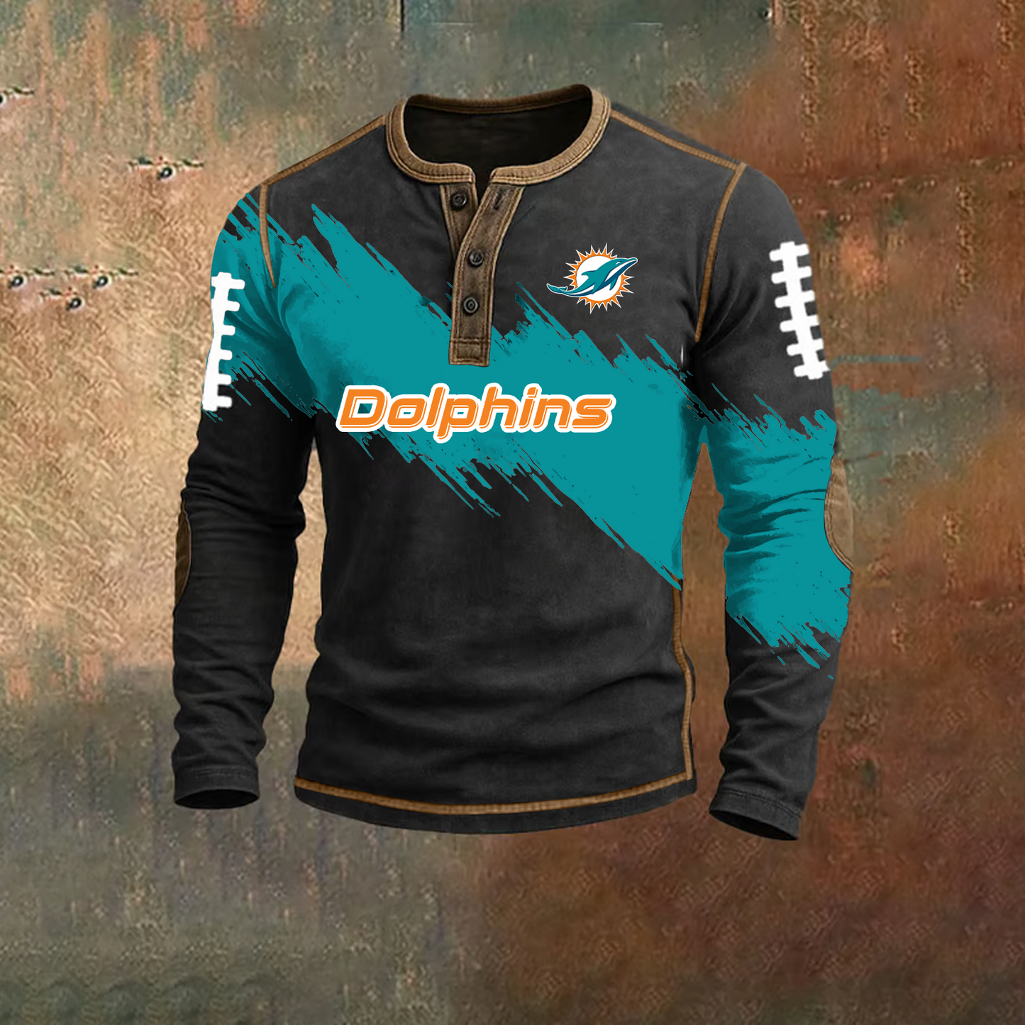 PREMIUM NFL X MIA HENLEY LONG SLEEVE OUTFIT SHIRT NDT TDT