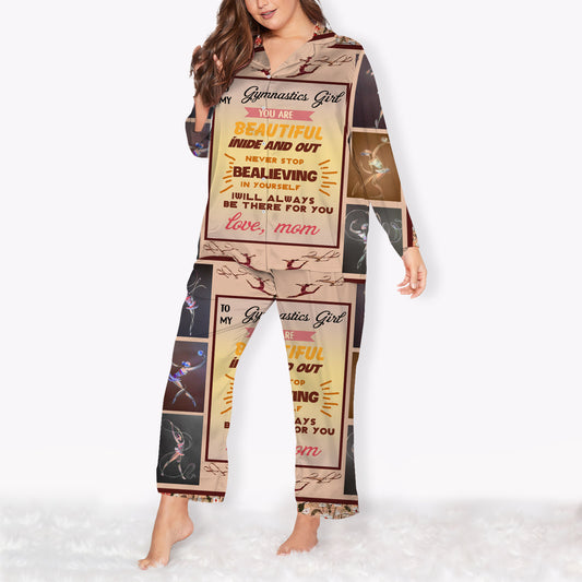 Gymnastics Plus Size Pajama Set | Sleepwear | Long Sleeve Pjs | Oversized Pyjamas