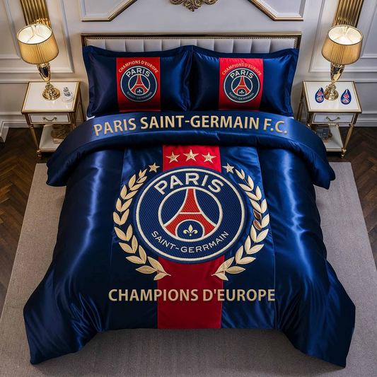 Paris SG UEFA Champions League 2025 Premium 3-Piece Bedding Set NDD DVT