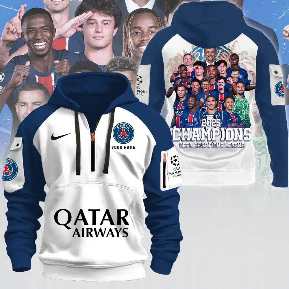 Paris SG UEFA Champions League Champions V3 Zipper Hoodie DDTTTV
