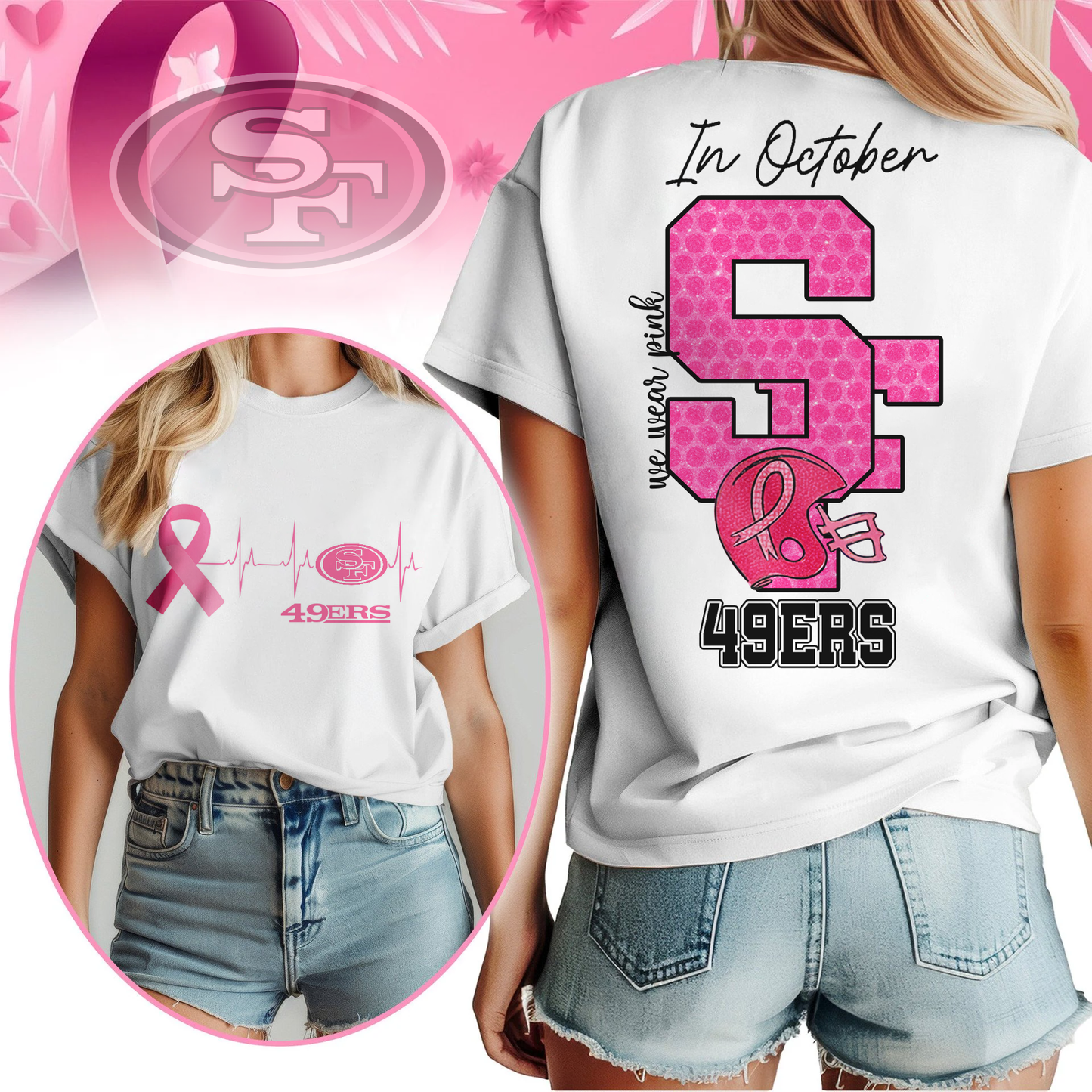 SF49 Premium NFL Breast Cancer Women Shirt DDT NTL