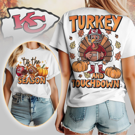 KCC Premium NFL Turkey and Touchdown Women's Shirt DDT NTL
