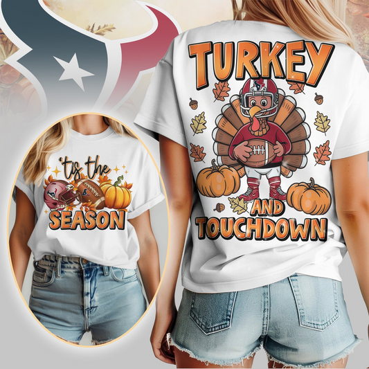 HT Premium NFL Turkey and Touchdown Women's Shirt DDT NTL