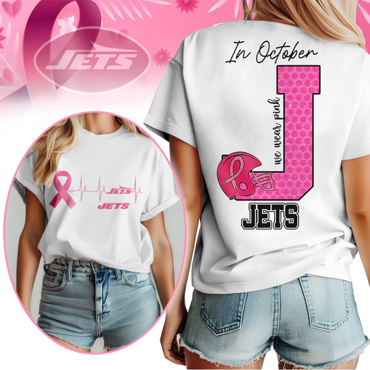 NYJ Premium NFL Breast Cancer Women Shirt DDT NTL