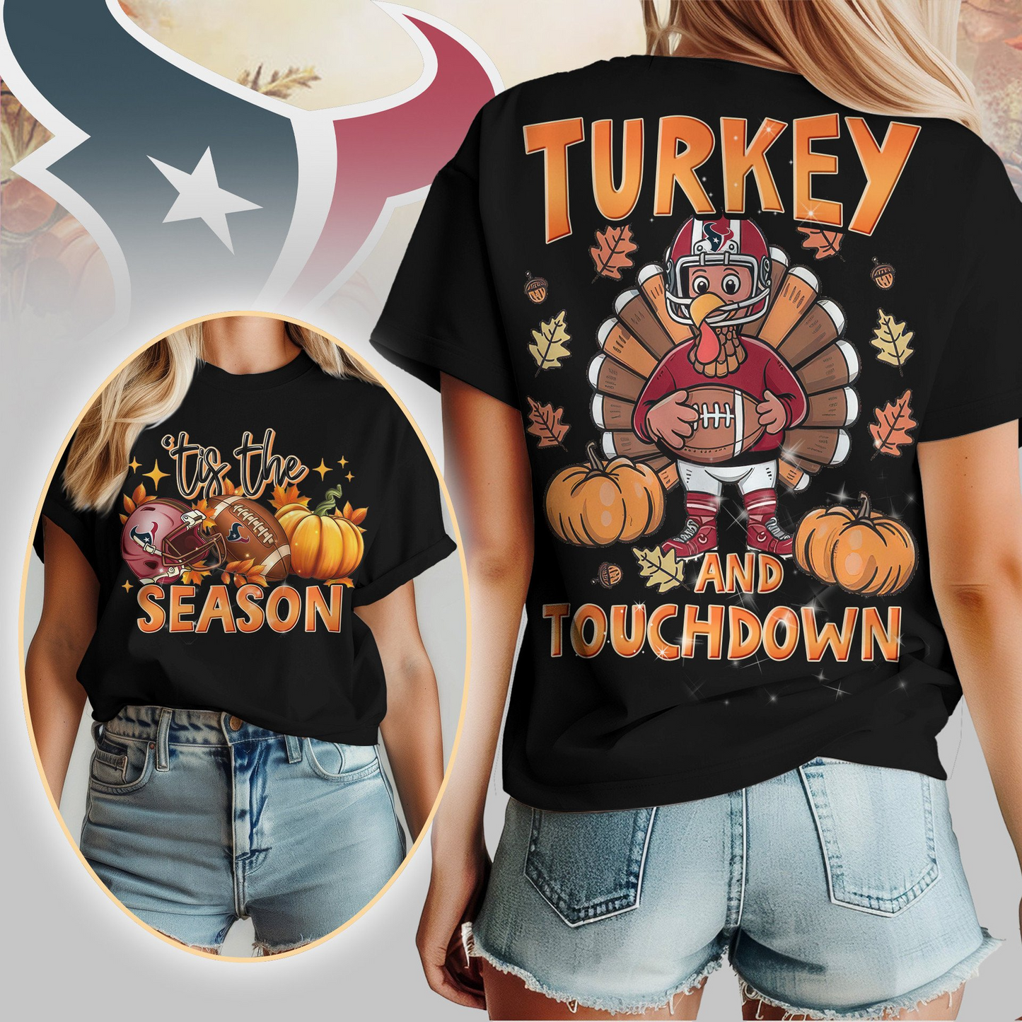 HT Premium NFL Turkey and Touchdown Women's Shirt DDT NTL