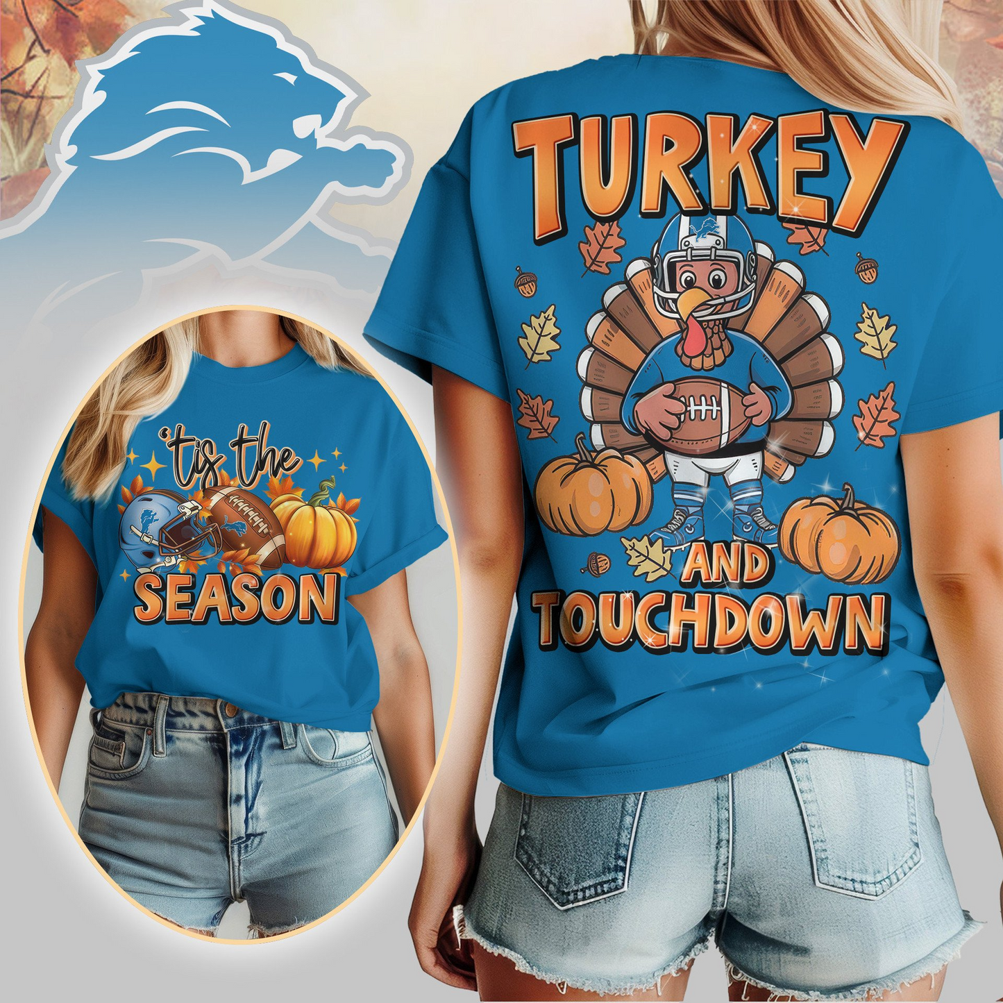 DL Premium NFL Turkey and Touchdown Women's Shirt DDT NTL