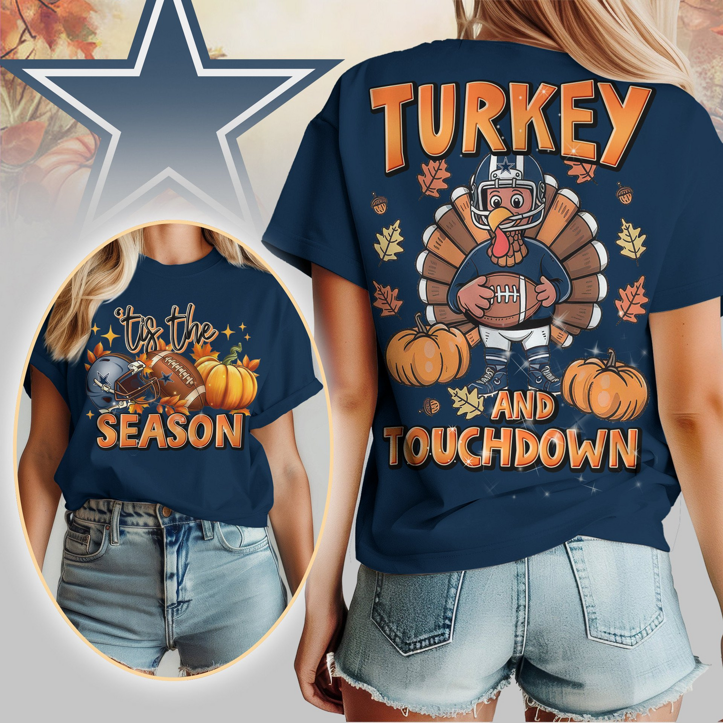 DC Premium NFL Turkey and Touchdown Women's Shirt DDT NTL