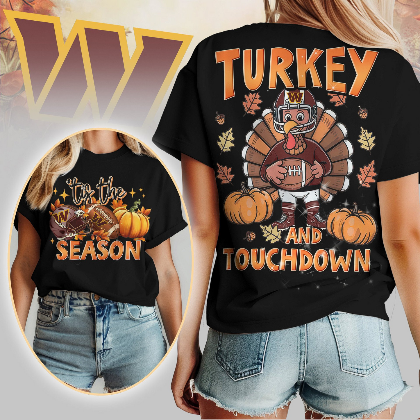 WC Premium NFL Turkey and Touchdown Women's Shirt DDT NTL