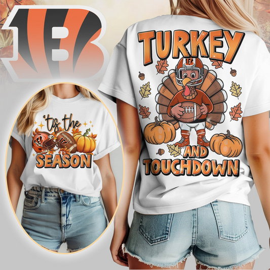 CIN Premium NFL Turkey and Touchdown Women's Shirt DDT NTL