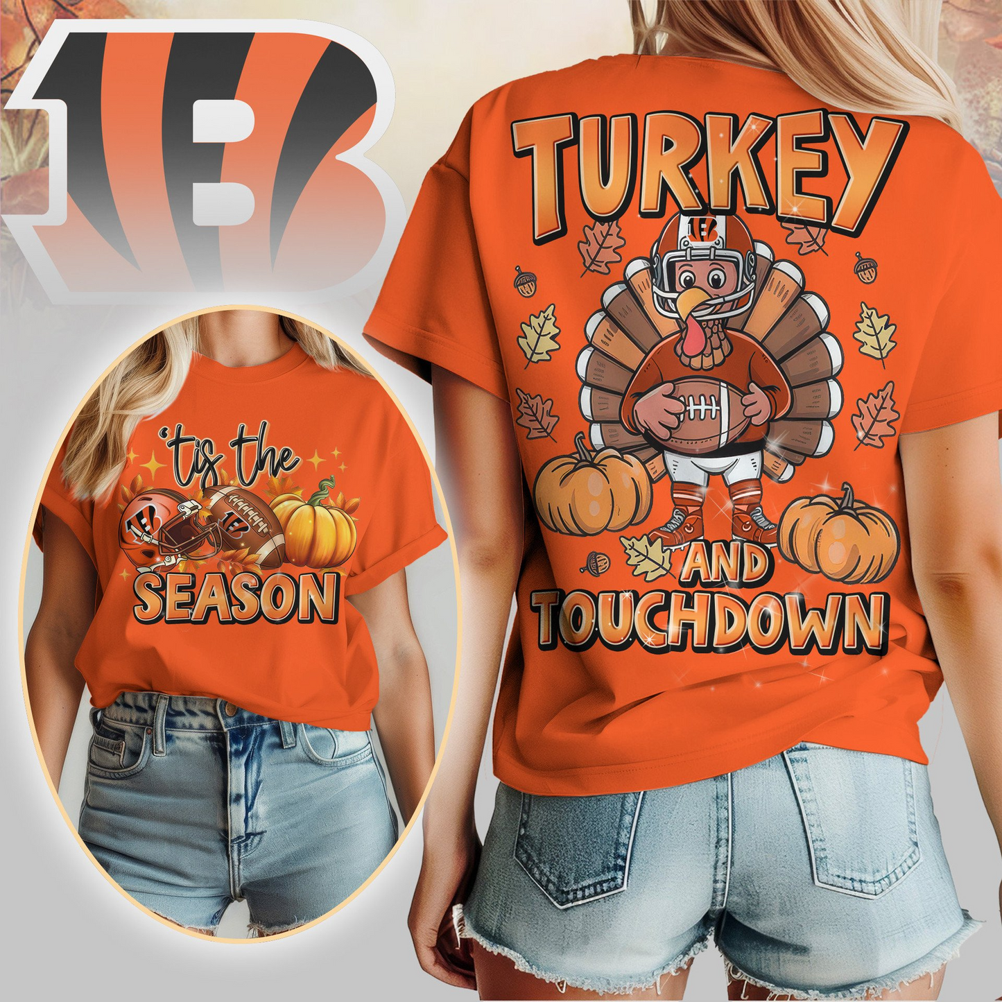 CIN Premium NFL Turkey and Touchdown Women's Shirt DDT NTL