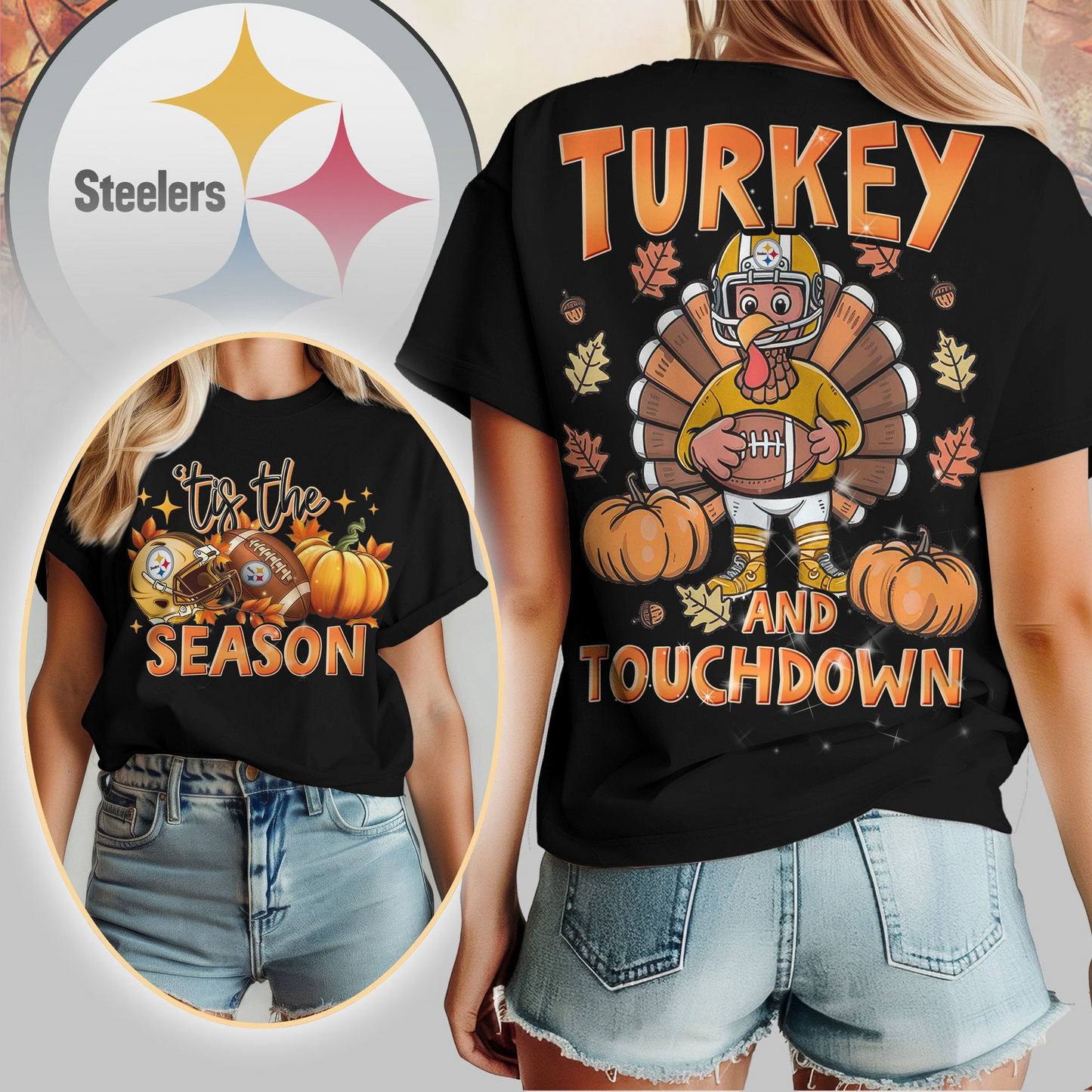 PS Premium NFL Turkey and Touchdown Women's Shirt DDT NTL