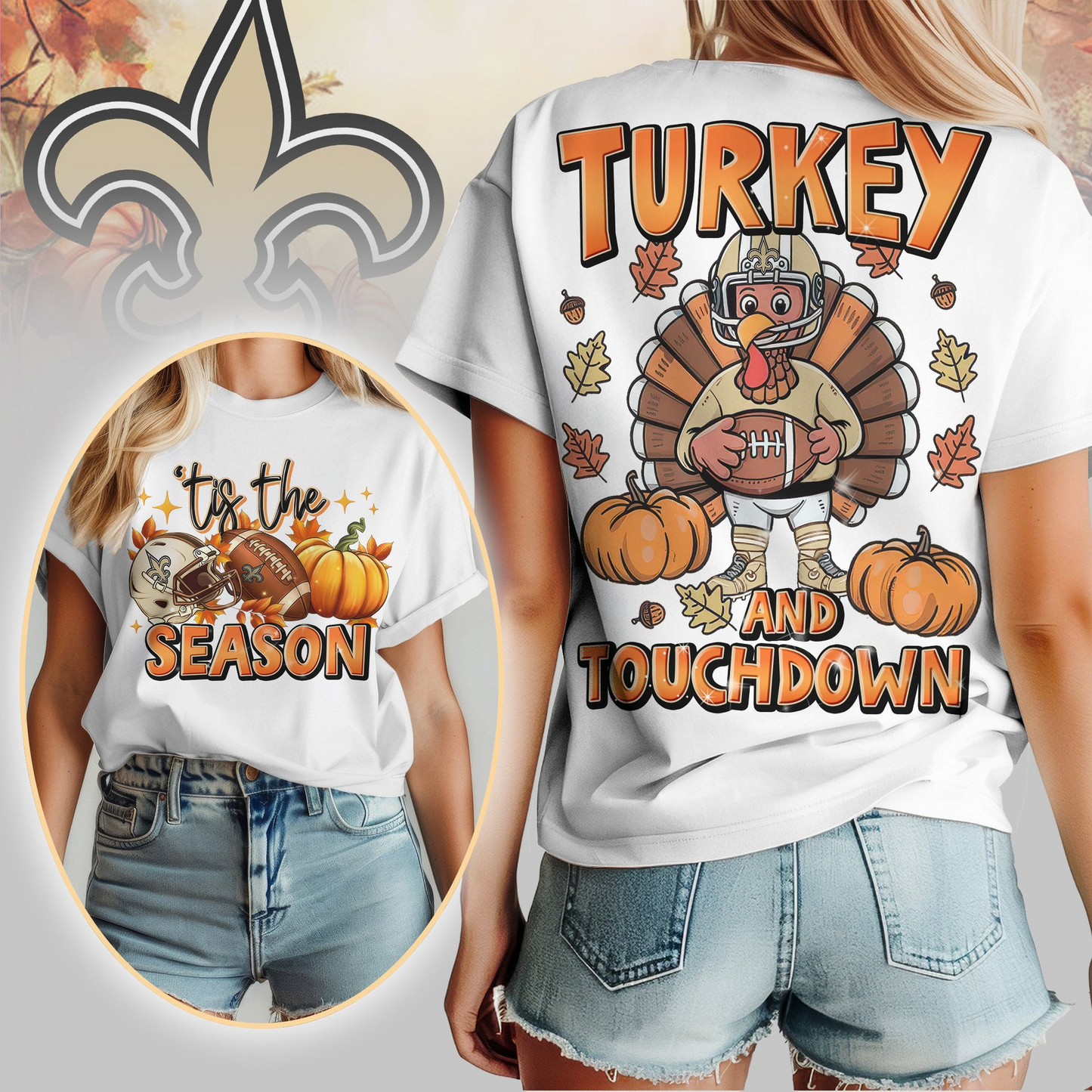 NOS Premium NFL Turkey and Touchdown Women's Shirt DDT NTL
