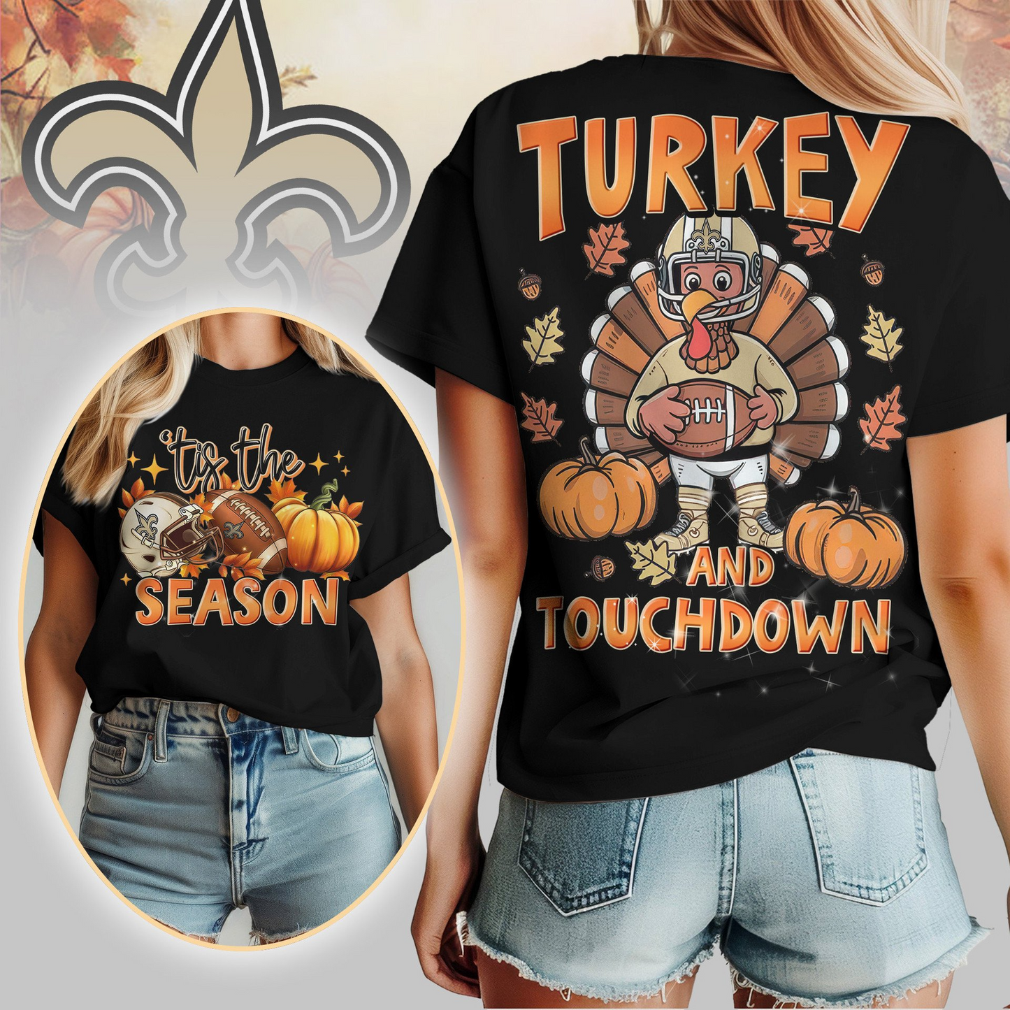NOS Premium NFL Turkey and Touchdown Women's Shirt DDT NTL