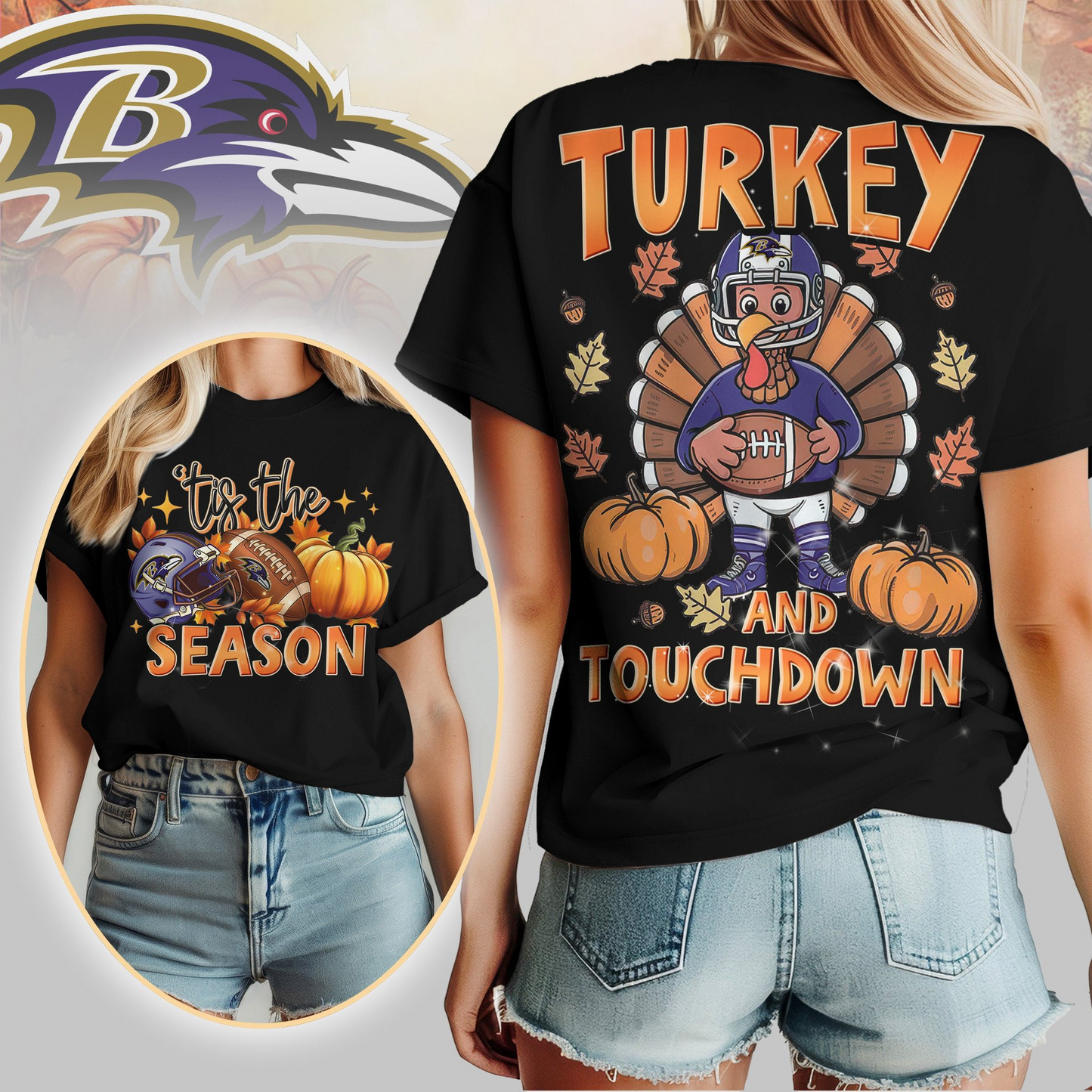 BR Premium NFL Turkey and Touchdown Women's Shirt DDT NTL