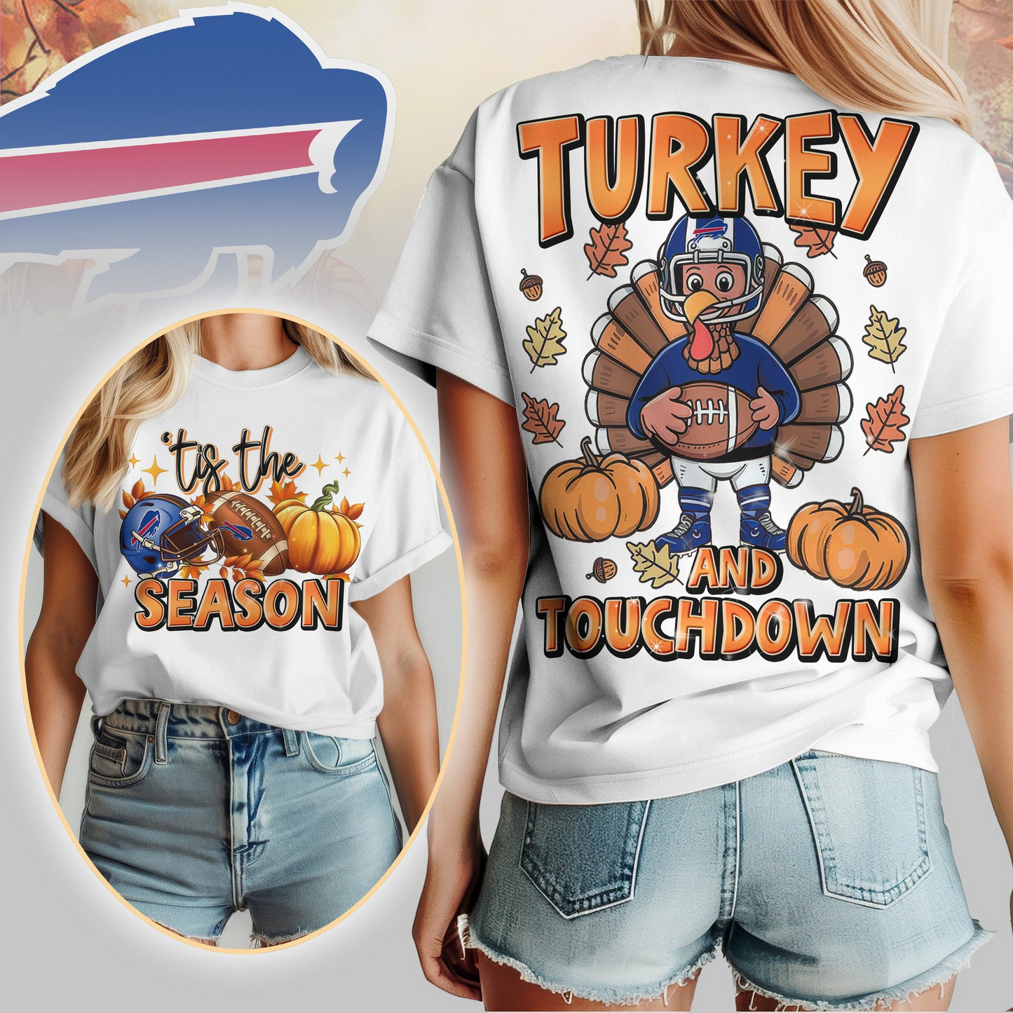 BB Premium NFL Turkey and Touchdown Women's Shirt DDT NTL