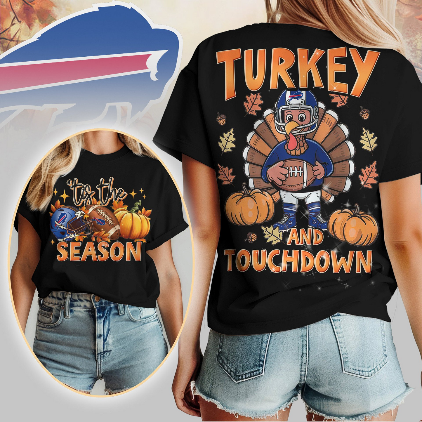 BB Premium NFL Turkey and Touchdown Women's Shirt DDT NTL