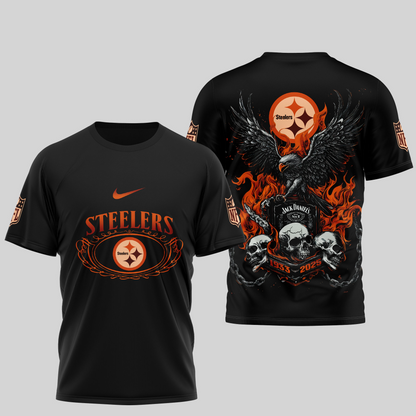 PS Premium NFL Flaming Eagle Skull T-Shirt DDT CTND