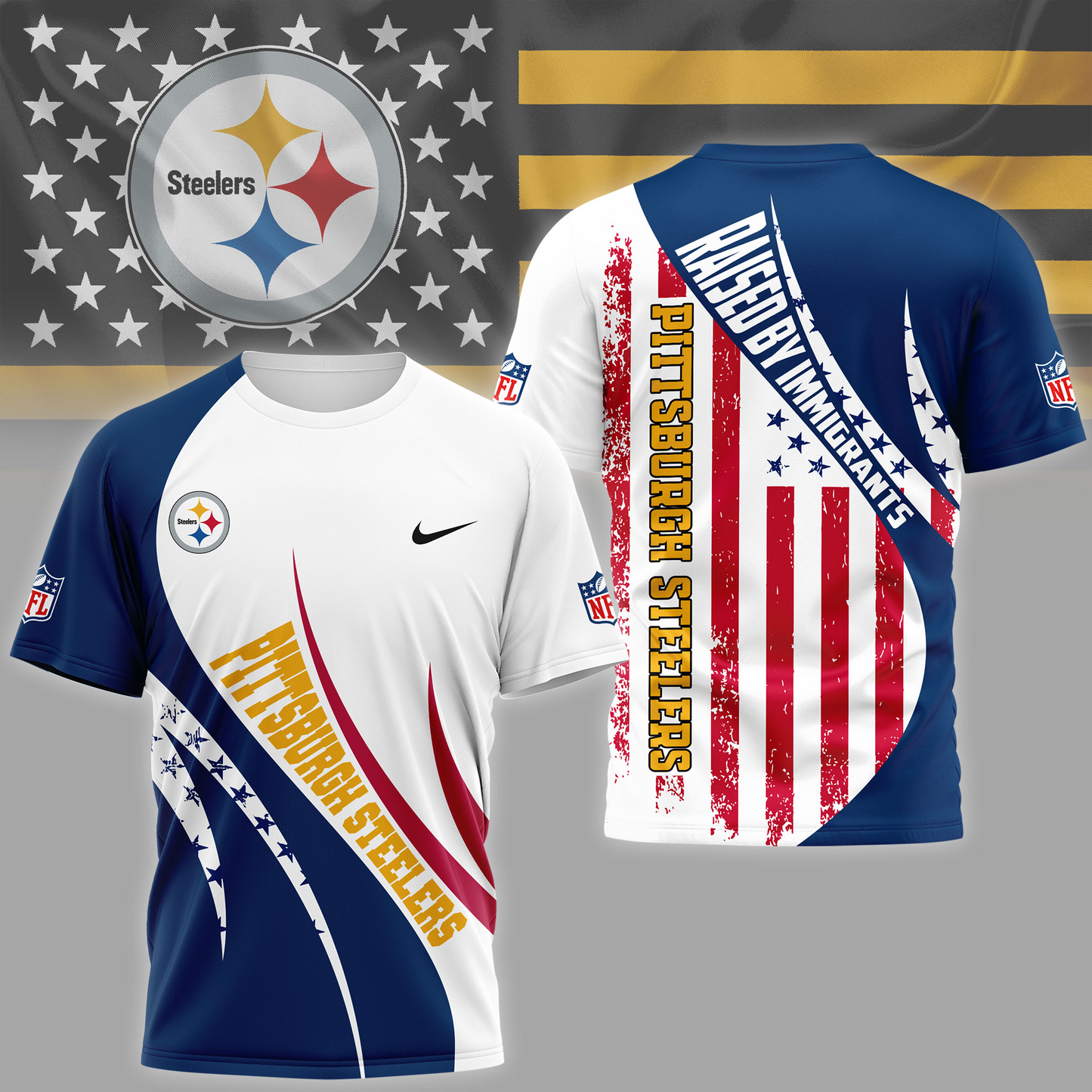 PS Premium NFL Raised By Immigrants 3D Shirt DDT NTL