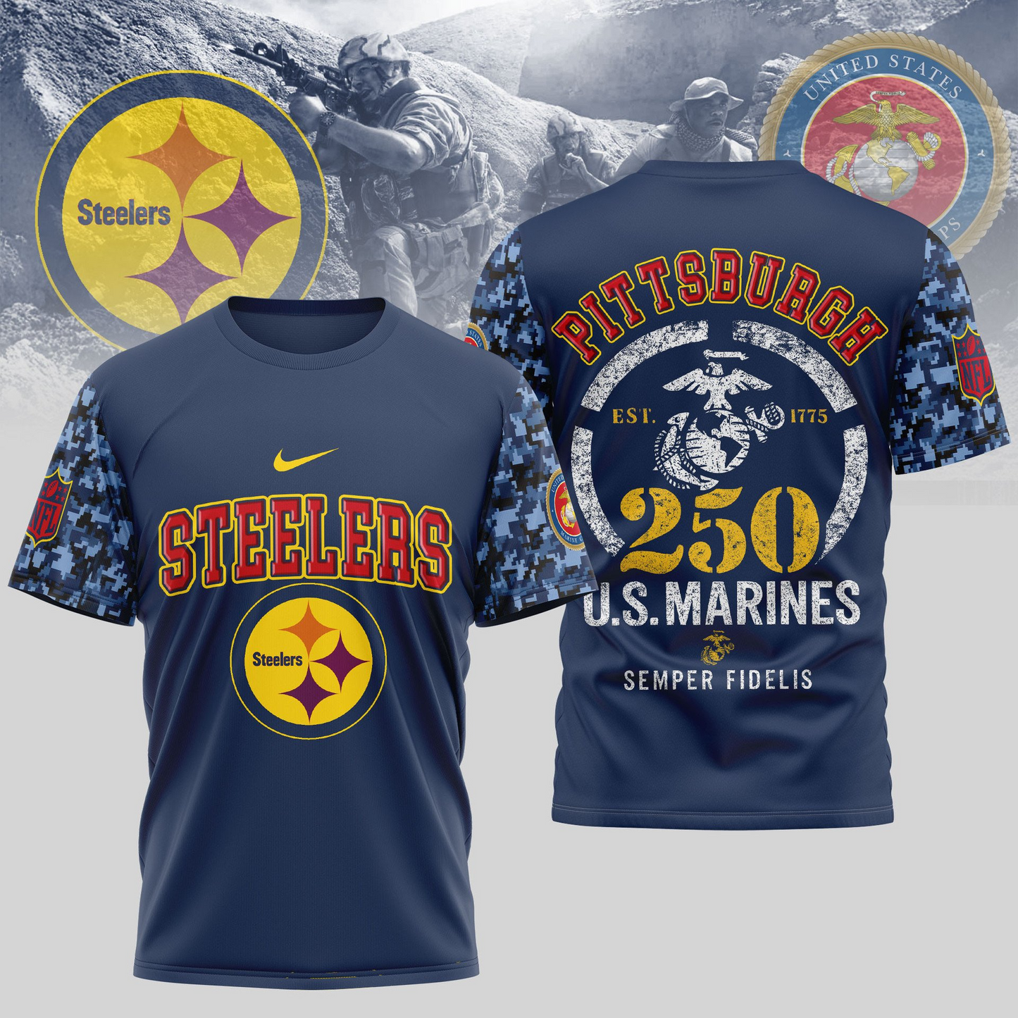 PS Premium U.S.M.C 250 Years Semper Fi 3D Shirt DDT TTV