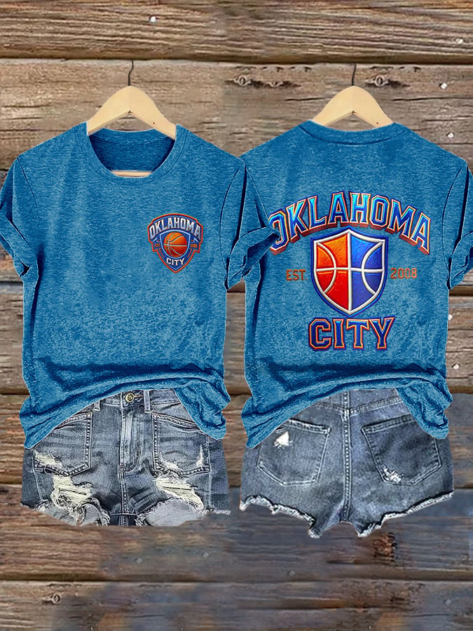 Retro Oklahoma City Basketball Est.2008 Print T-Shirt DDT NTL