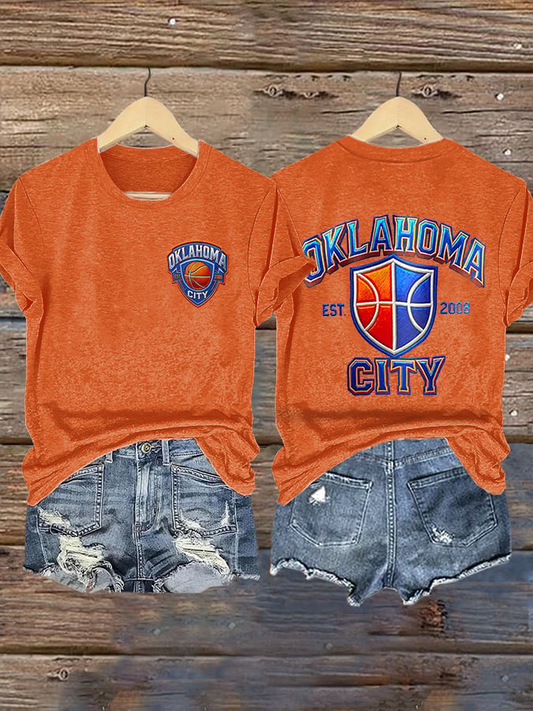 Retro Oklahoma City Basketball Est.2008 Print T-Shirt DDT NTL