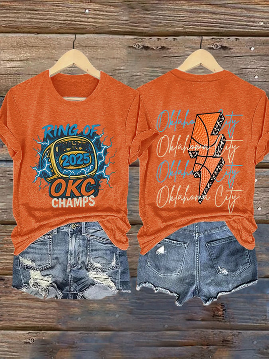 Retro Ring Of 2025 Champs Oklahoma City Print T-Shirt DDT NTL