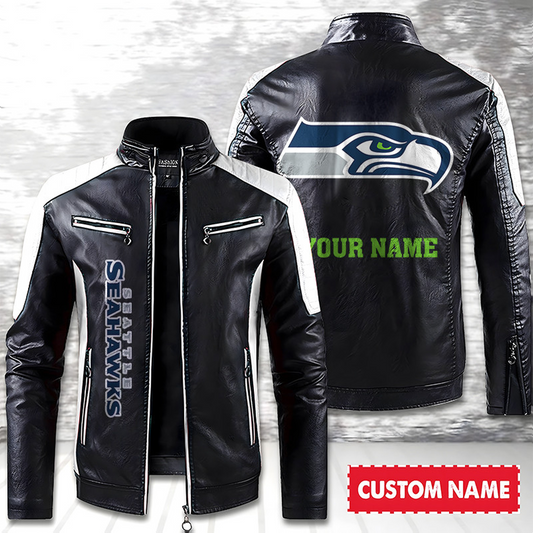 SEA American Football Men Leather Jacket Custom Any Name Gifts DatND DVT