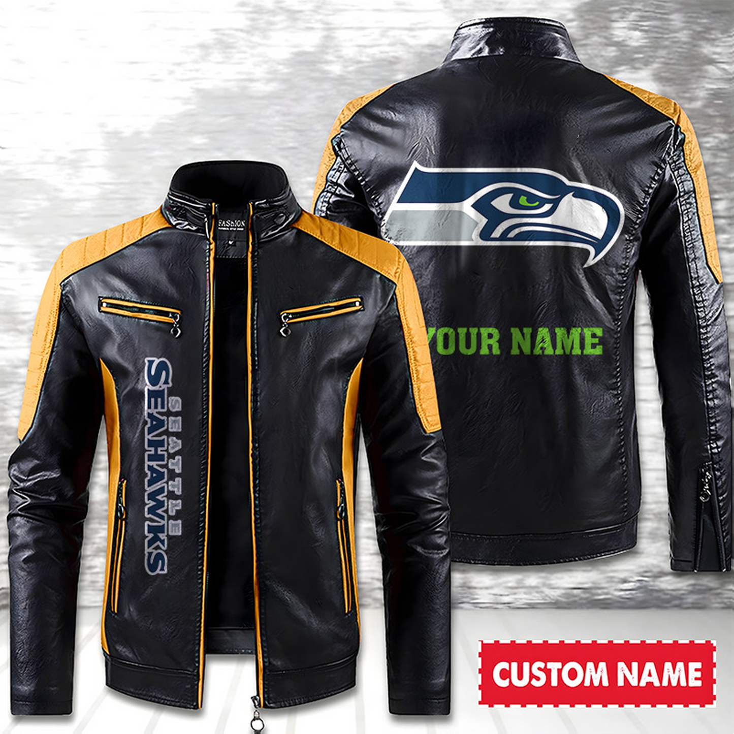 SEA American Football Men Leather Jacket Custom Any Name Gifts DatND DVT