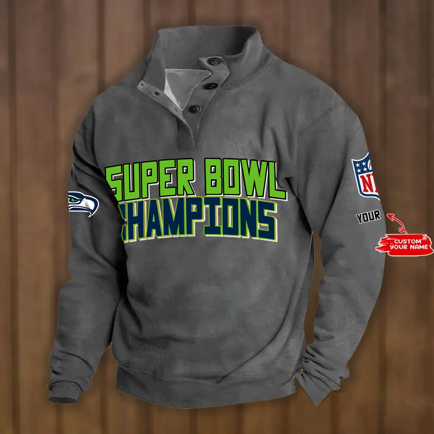 SEA x NFL Double Breasted Stand Collar Hoodies DATND TANTD
