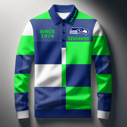 SEA x NFL Men Style Polo Long Sleeves Shirt DatND DVT