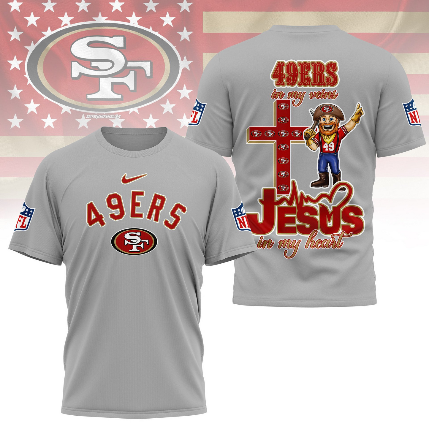 SF 49ers Premium Faith & Football 3D Shirt DDT TTV