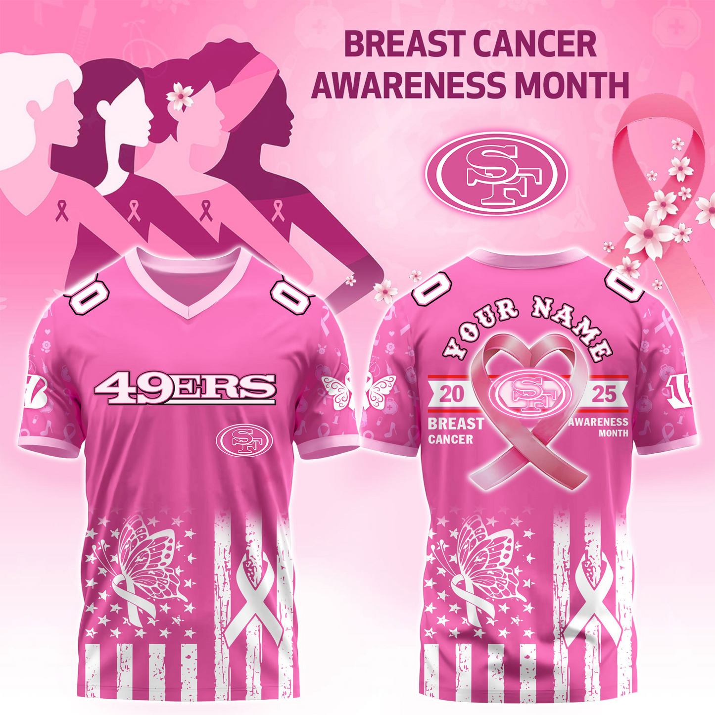 SF x Breast Cancer Awareness Month 2025 V-neck Short Sleeve Jersey DatND DVT