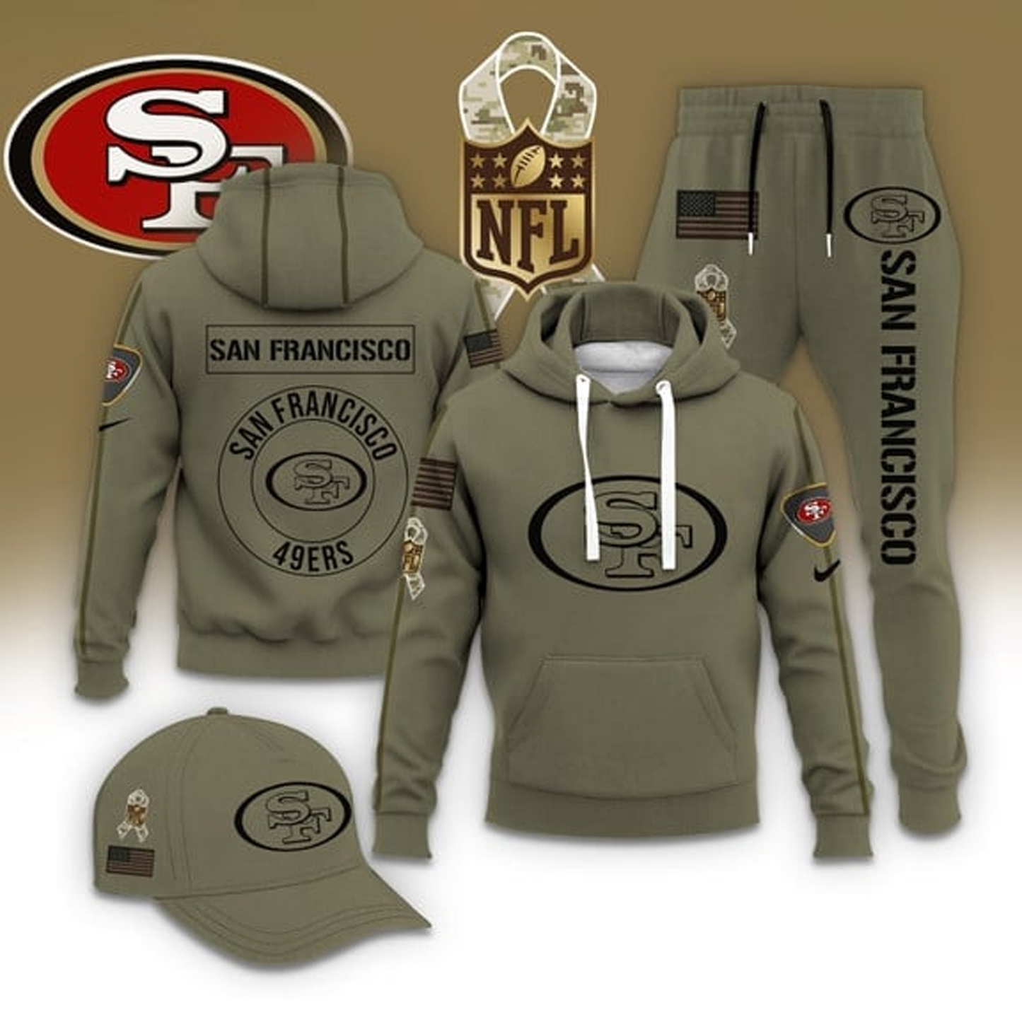 SF X NFL Casual Outfit Set - Hoodie, Jogger, and Cap V1 NAK THUONGNH