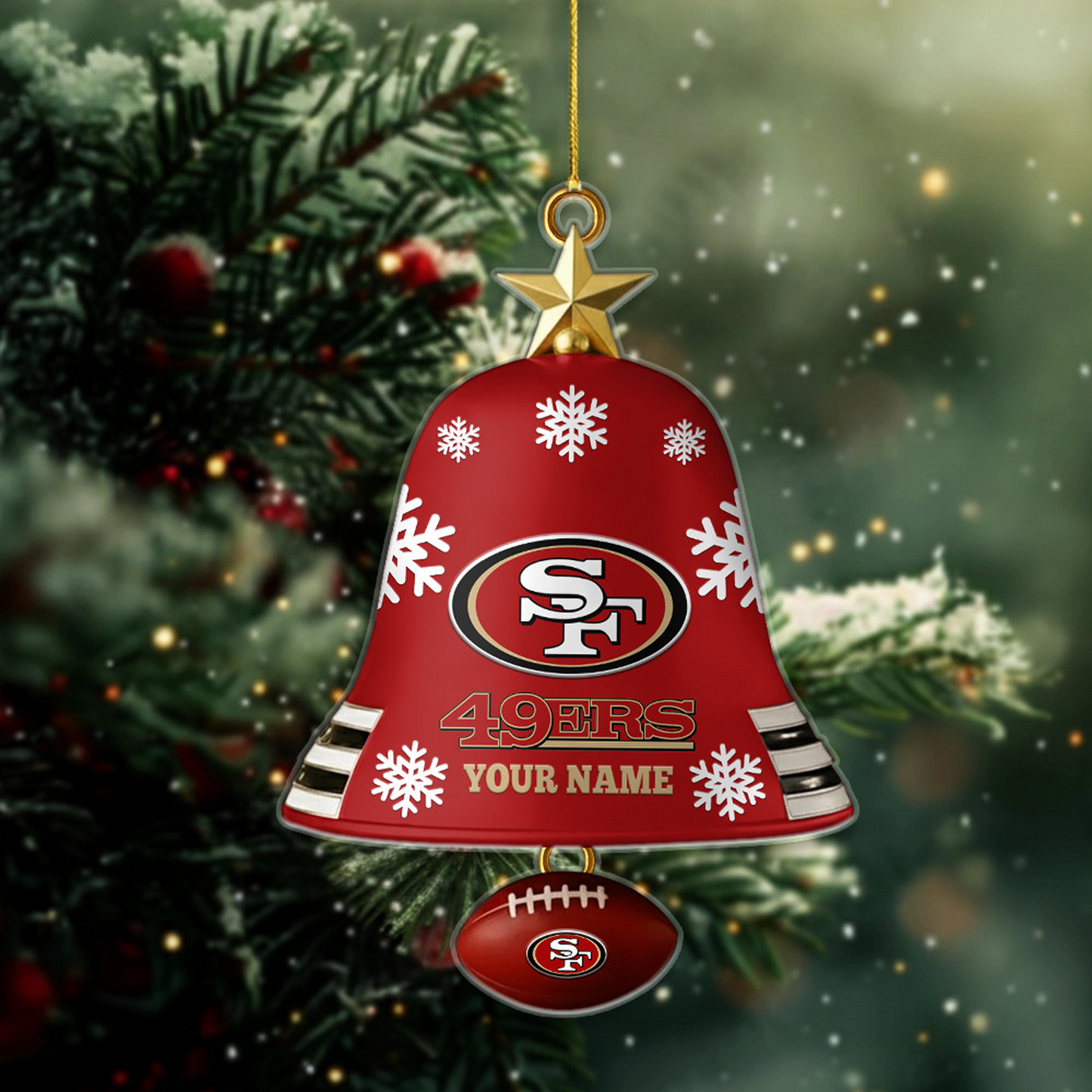 SF X NFL Christmas Bell Ornament Custom Any Name Gifts NAK THUONGNH
