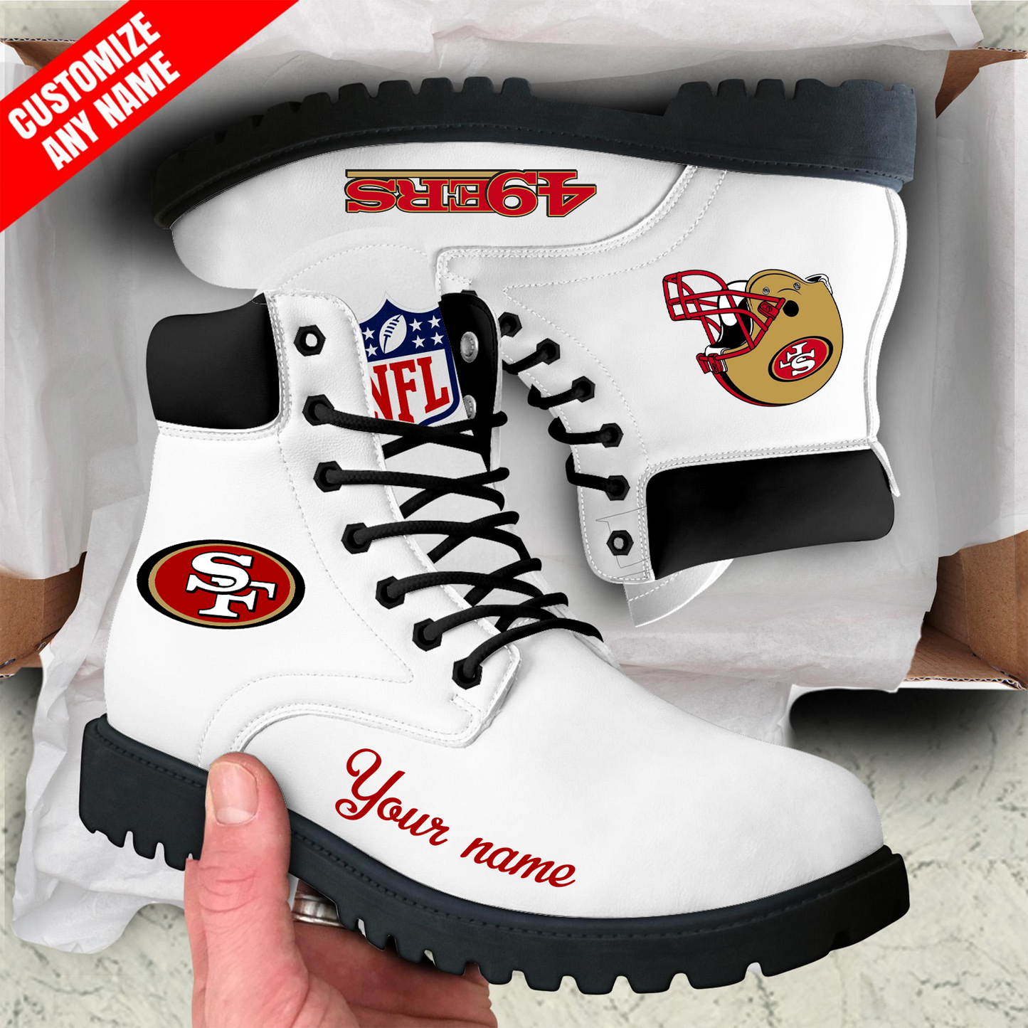 SF x NFL Custom Leather Boots DATND TANTD