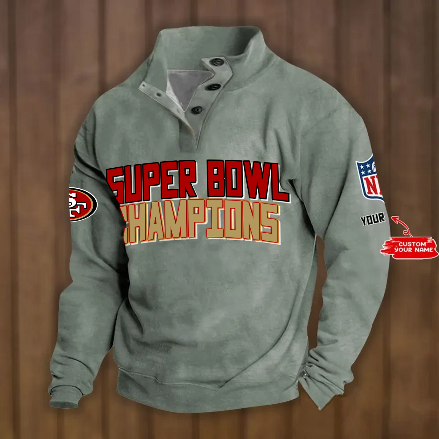 SF x NFL Double Breasted Stand Collar Hoodies DATND TANTD