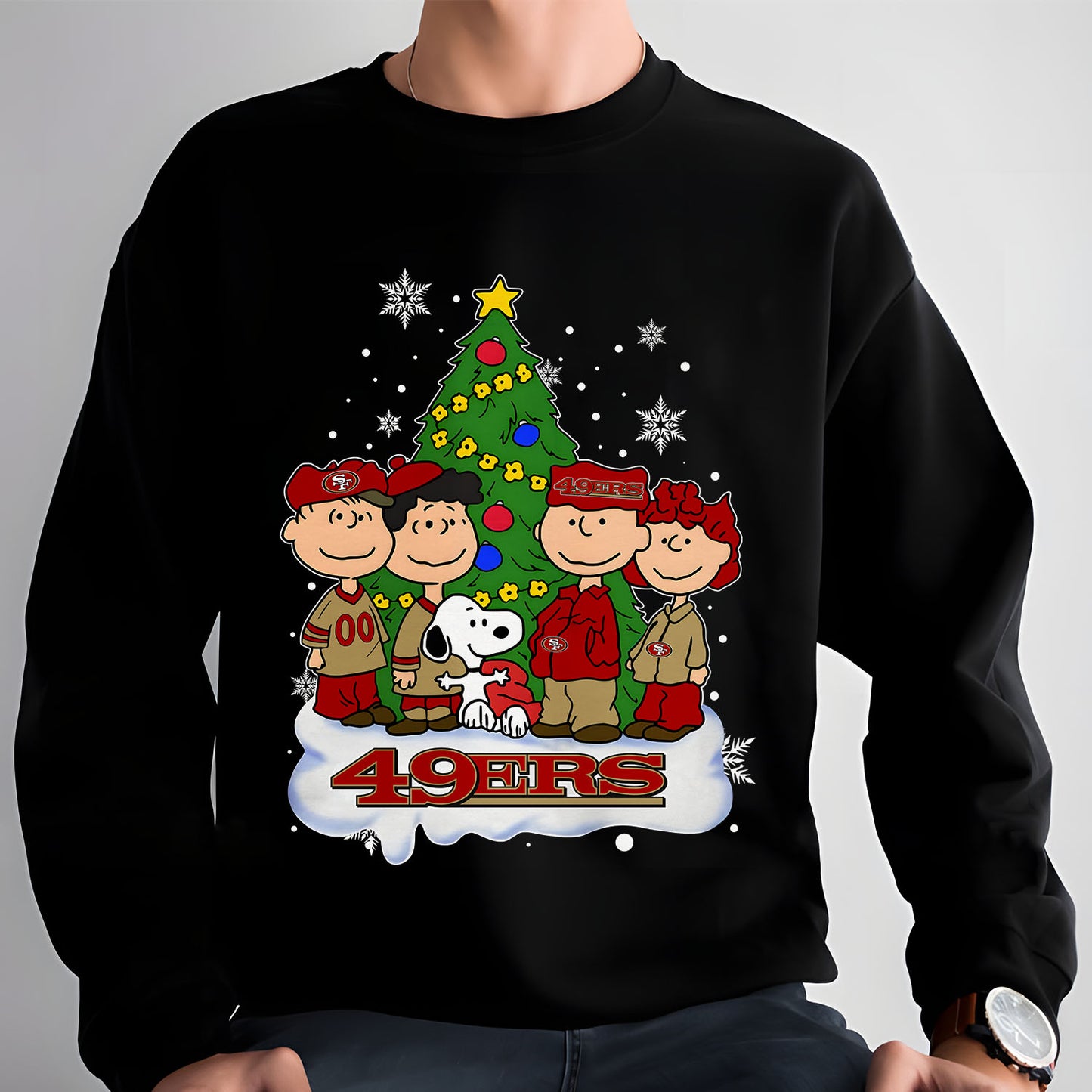 SF x NFL Peanuts Snoopy And Friends Christmas Tree 2D Shirt DatND DVT