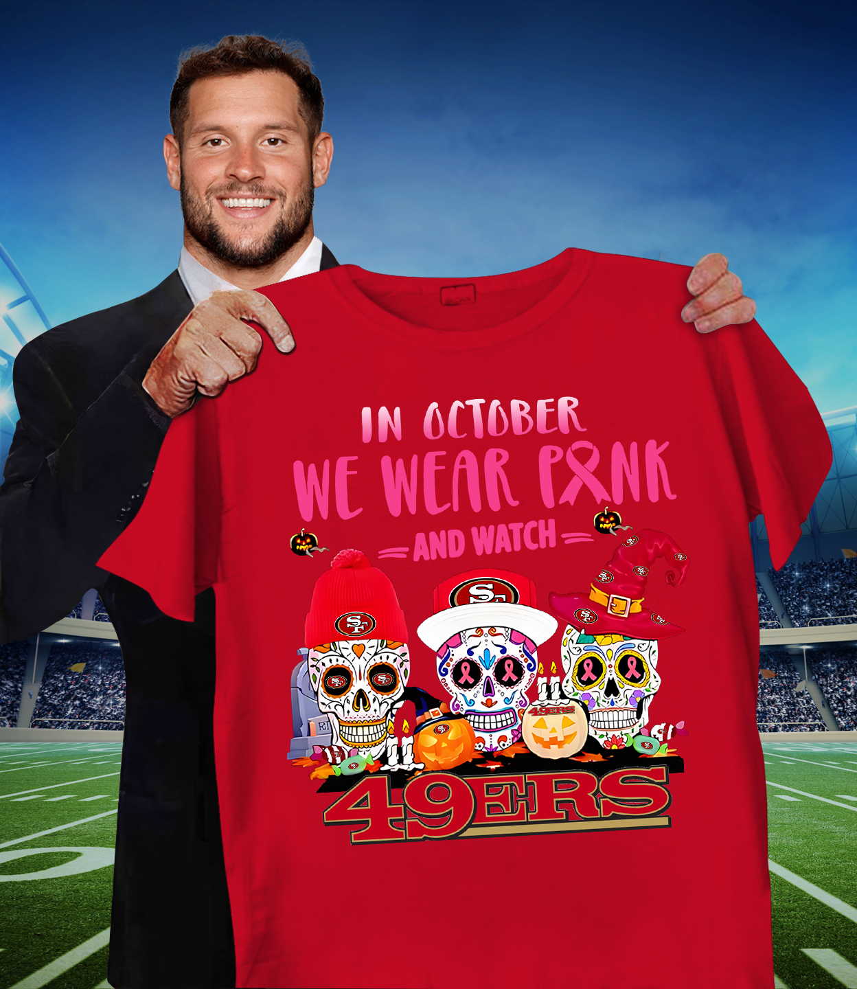 SF x NFL Sugar skull in October we wear pink and watch DATND TANTD