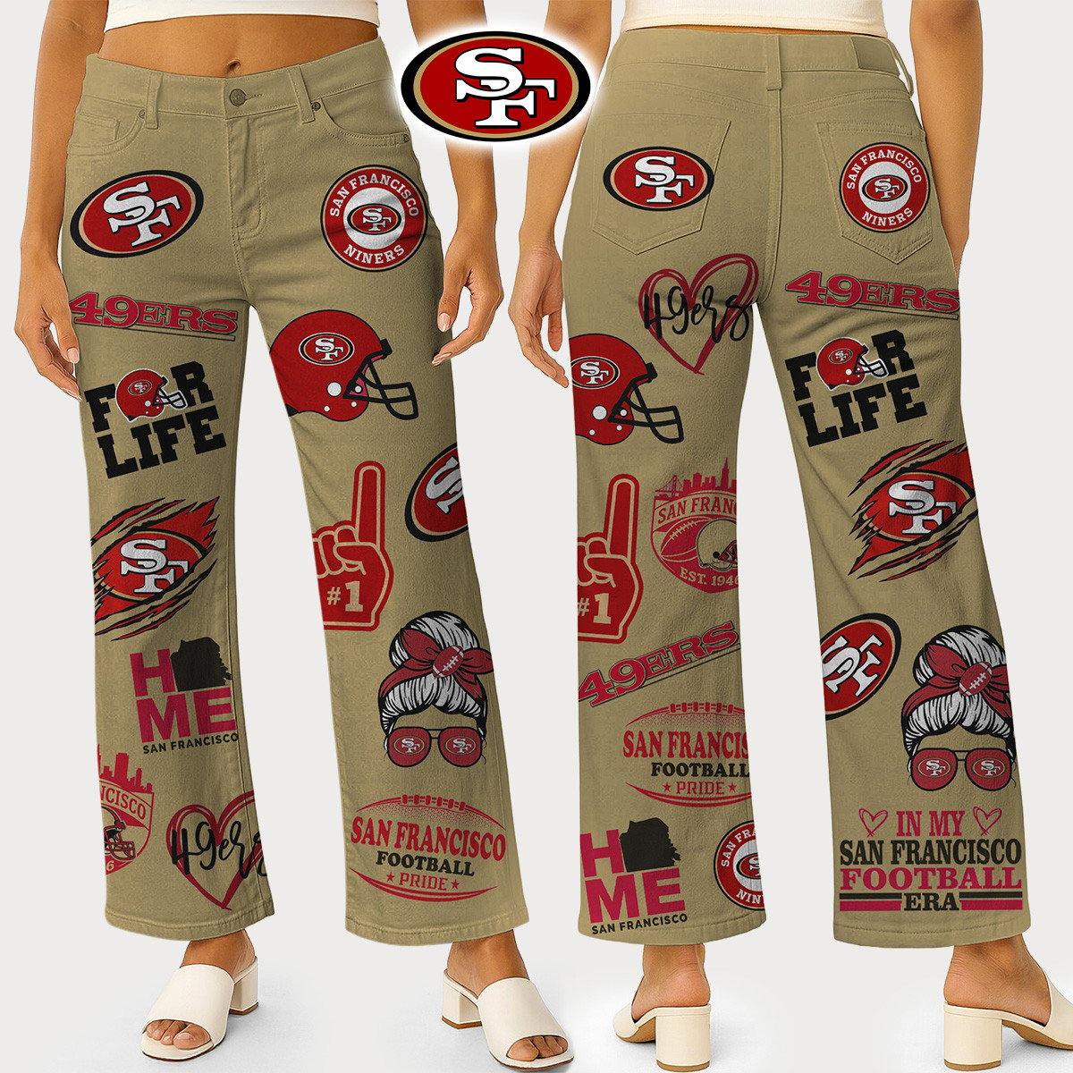 SF49 Premium NFL High Waisted Casual Wide Leg Pants DDT NTL