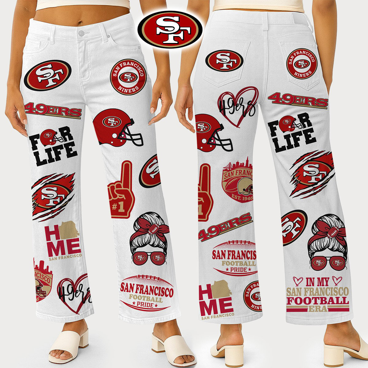 SF49 Premium NFL High Waisted Casual Wide Leg Pants DDT NTL