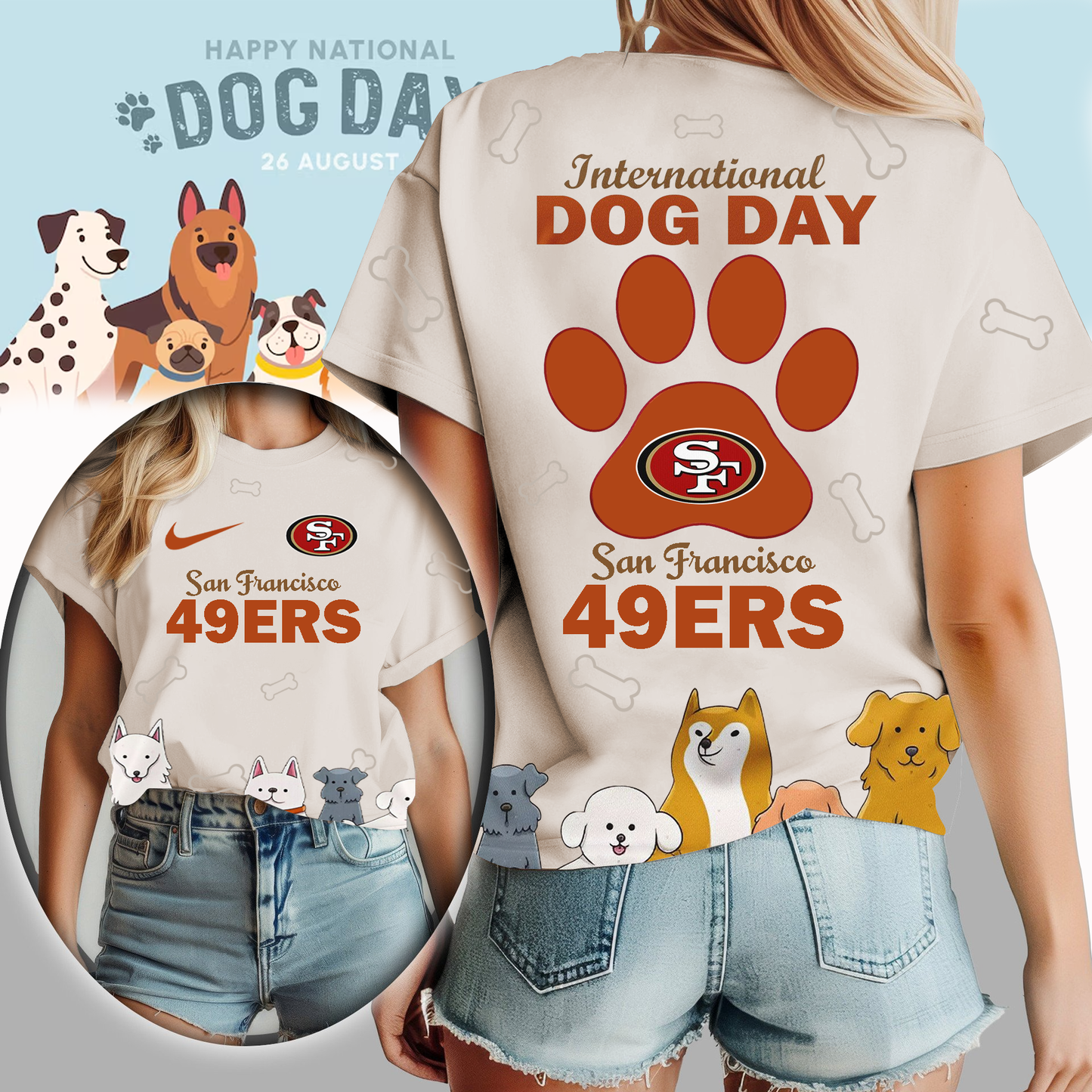 SF49 Premium NFL International Dog Day 3D Shirt DDT CTND