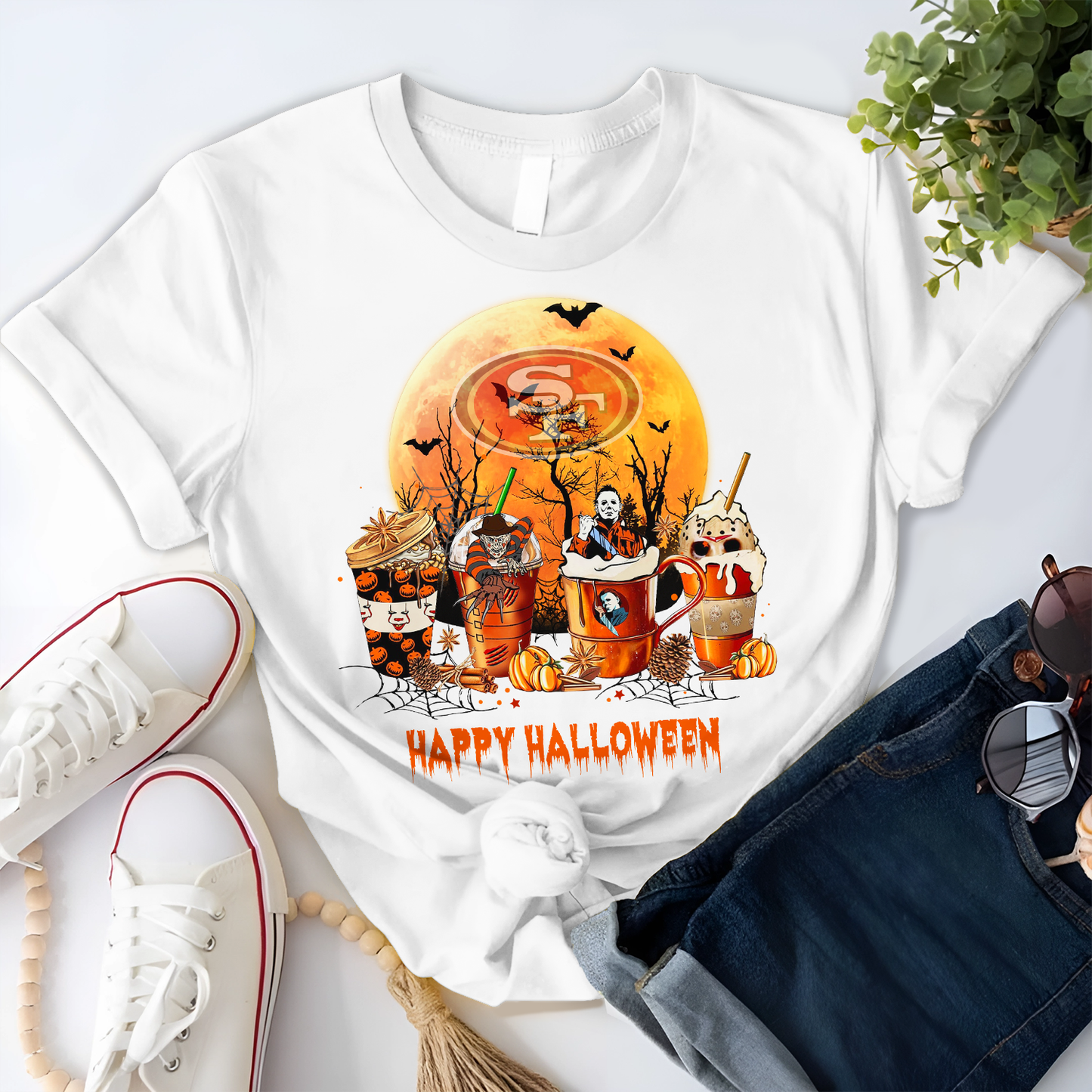SF49 x NFL Premium Happy Halloween Shirt DDT NTL