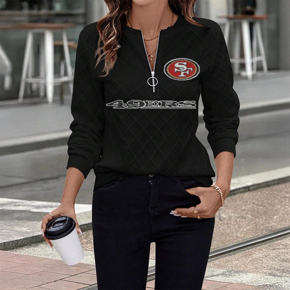SF49 x NFL Women's Knit Textured Fabric Zip Up Sweatshirt DDT CTND