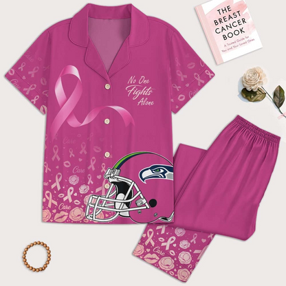 SS Premium NFL Breast Cancer October Button Pajamas Set DDT NTL