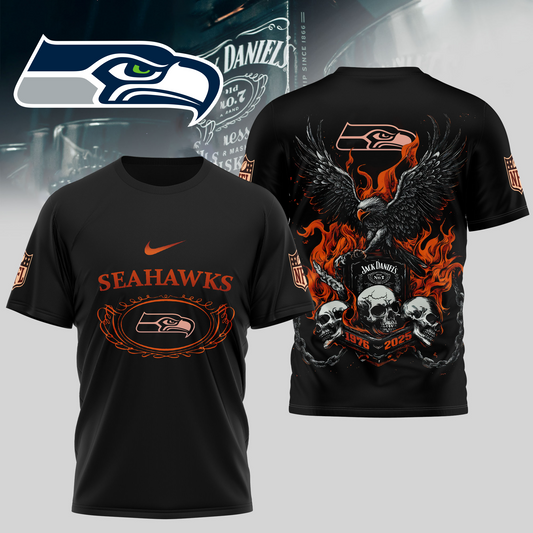 SS Premium NFL Flaming Eagle Skull T-Shirt DDT CTND