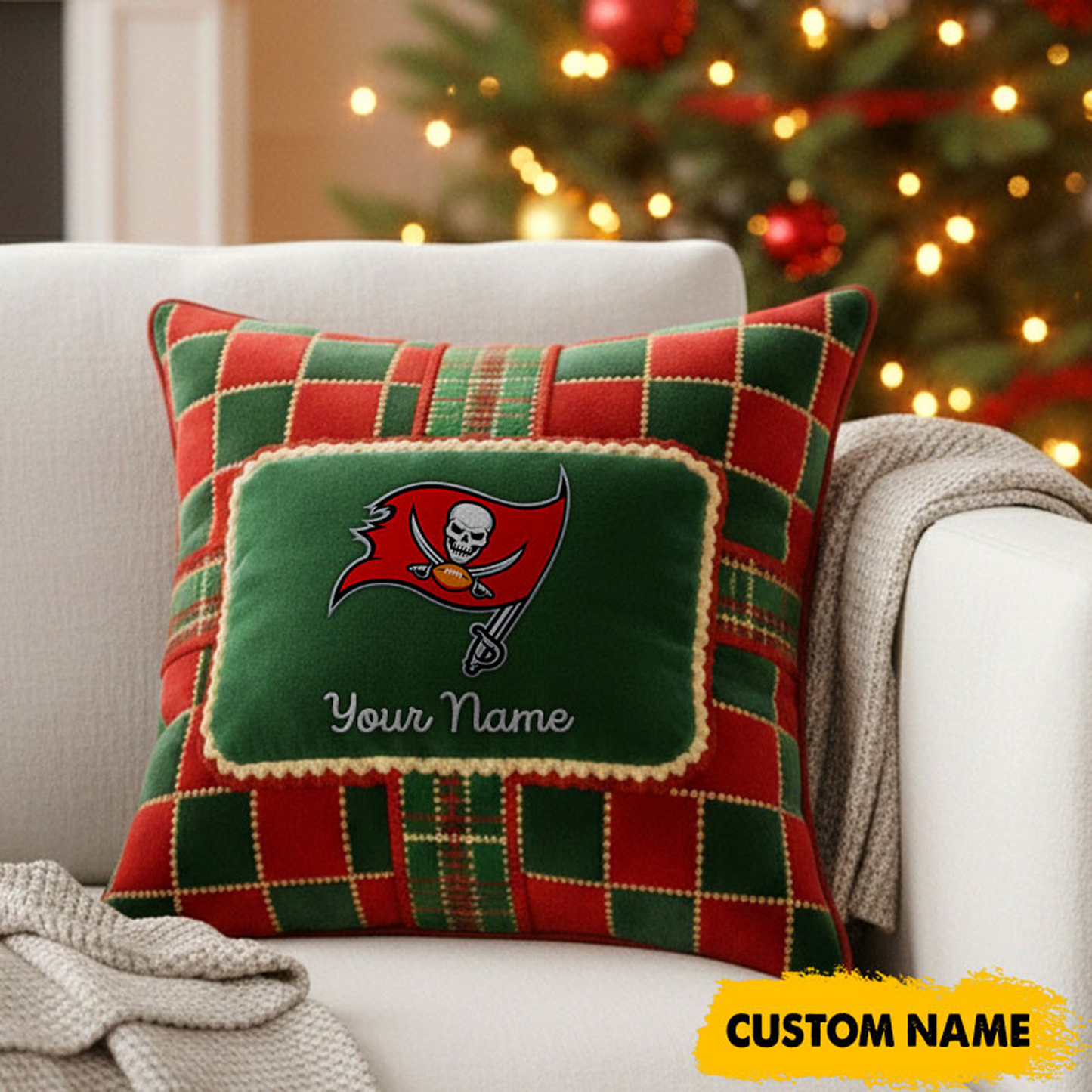 TB x NFL Christmas New Square Pillow DatND DVT